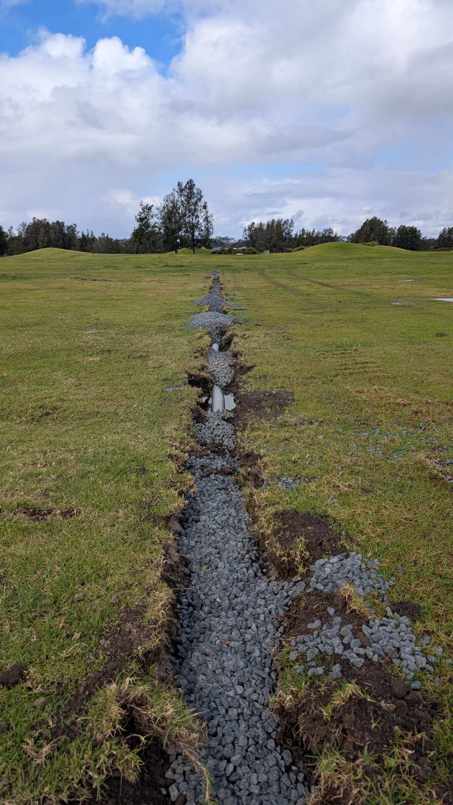 Drainage trench being dug